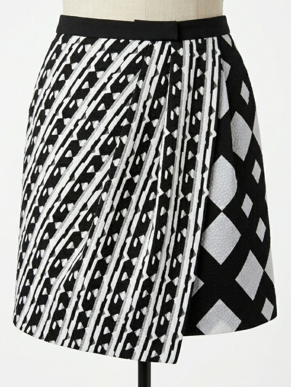 Peter Pilotto for Target Black White Geometric Asymmetrical Wrap Skirt Size 6